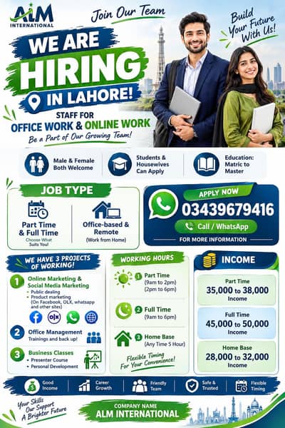 Hiring Male and female