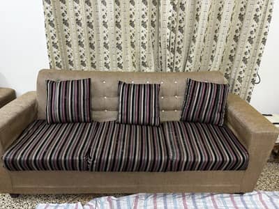 Complete 7-Seater Sofa Set + Center Table & Matching Cushions