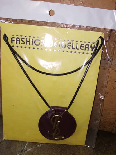 YSL Style Maroon Pendant Necklace - New