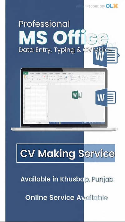 MS Office, Data Entry, Typing & CV Making Service