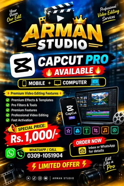 CapCut Pro Lifetime Premium – Rs. 1000