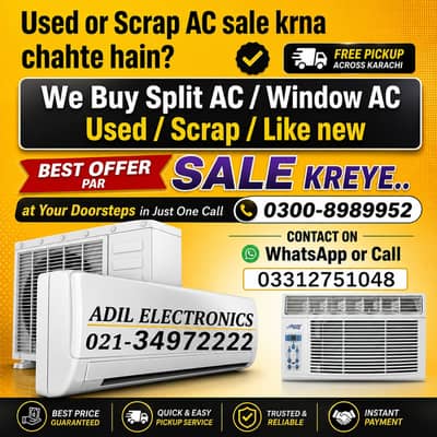 Apne Purane Ac Split AC's Window n other scrap old Items sell kijiye.