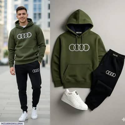 men olive green hoodie track suit with Logo black jodders Home