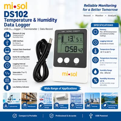 Misol DS102 Temperature & Humidity Data Logger -40°C to 60°C
