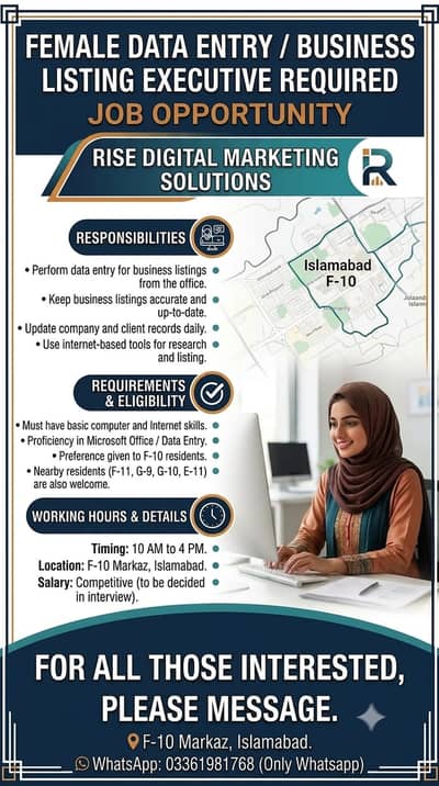 Female Data Entry / Business Listing Executive