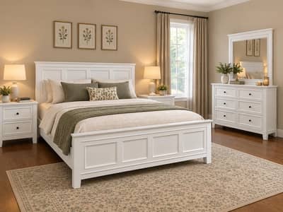 Beautiful White King Size Bedroom Set | Bed for Sale