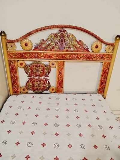 traditional ornate single iron bed with mattress included_complete set