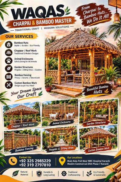 Bamboo Resort Huts /bamboo Fence/bamboo huts/Bamboo Jafri Shades