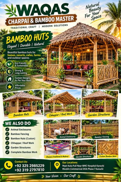 Modern Bamboo Work Solutions/ Fence,Hut,Gazebo & Garden Design karachi