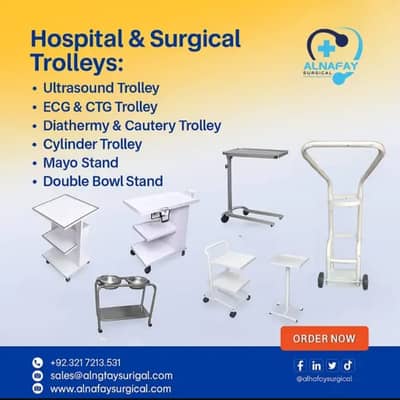 Ultrasound Trolley ecg ctg diathermy cautery cylinder mayo stand bowl