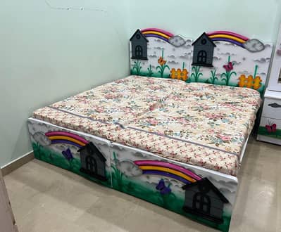 Kids Bed (3 ft * 6 ft), Dressing and Cupboard