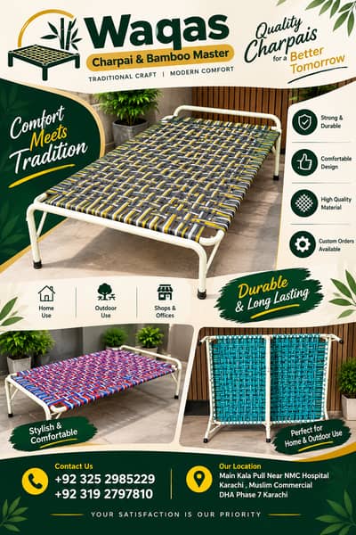 charpai bed in karachi/folding charpai/unfolding charpai/charpai maker