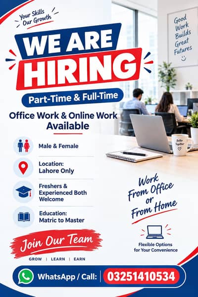 WE ARE HIRING MALES AND FEMALES STAFF FOR PART TIME WORK AND OFFICE