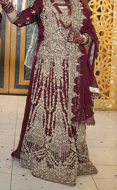 Bridal mehroon lehnga embroidered
