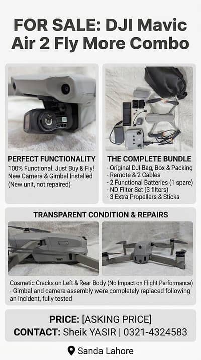 DJI Mavic Air 2 Fly More Combo – 100% Functional (Just Buy & Fly)