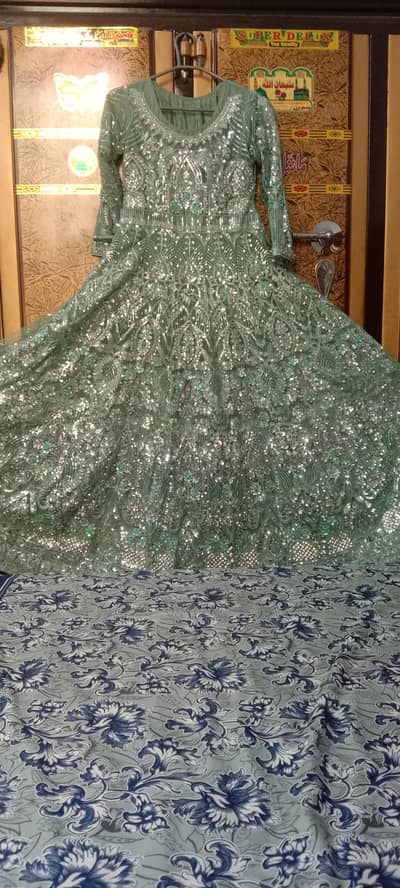 Fancy pista green Maxi for bridal