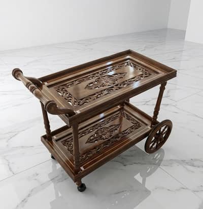 wooden tea trolley