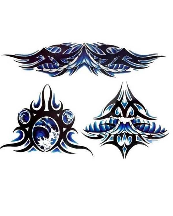 Temporary Tattoo with Black Blue Spindrift Symbol Design