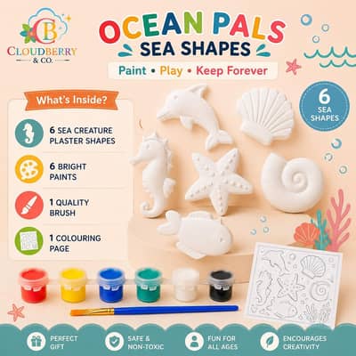 DIY Plaster Paint Kit for Kids | 6 Ocean Pals Shapes