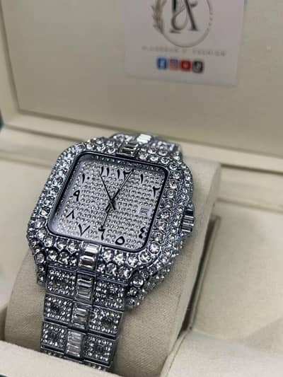Luxury Iced Out Men's Watch – Cartier Design Inspired – Full Stone"