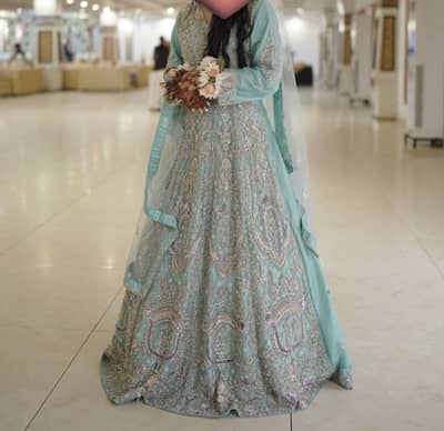 Beautiful Heavy Designer Bridal Maxi  - Light Blue