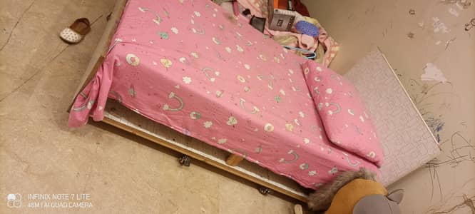 Wooden kids bed single with wheels
