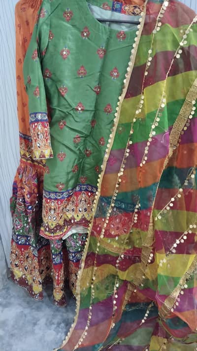 3Pcs Gharara Set for Mehndi Wear