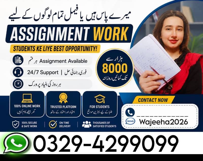 Assignment Work, Online work, part-time job, data entry 0
