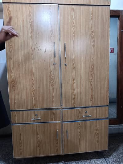 2-Door Wooden Cupboard with Drawers + Storage - Used / Good Condition