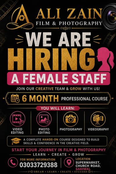 female staff required for my office