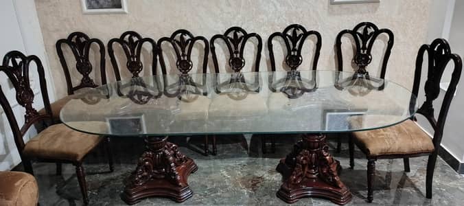 Polished Dining Table with 8 chairs