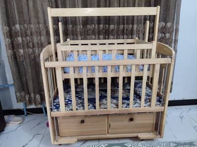 Wooden Baby Cot with swing