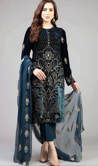 bareja 3 piece zinc blue suit lawn new