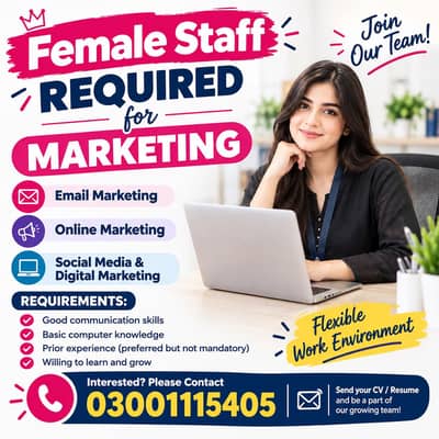 Female Staff Required for Email & Online Marketing