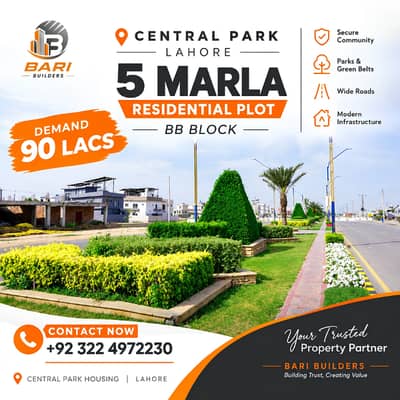 5 Marla Residential Plot for Sale BB Block, Central Park Lahore!
