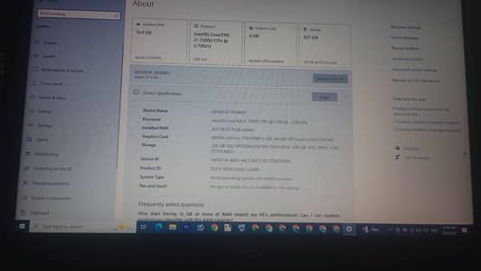 acerl Core i7 7th Generation 16gb 4gbgpu 256ssd and 750gb hd