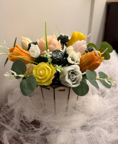 Handmade Flower Real Candles Bouquet Vanilla Fragrance