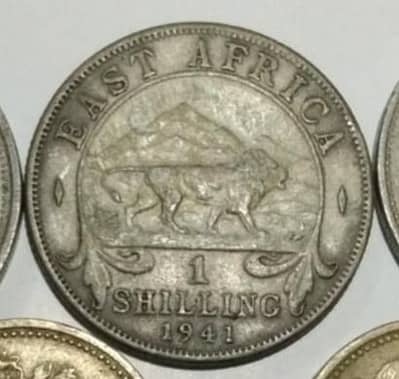 East Africa 1 Shilling Coin / ww2 Era / Lion Design