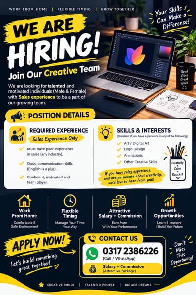 male and female staff experienced staff for sales arts and logo design