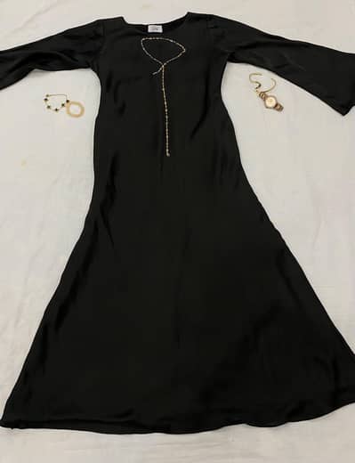 Gorgeous solid black silk frock for sale