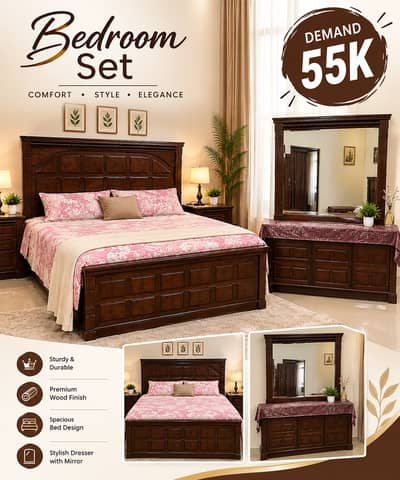 King Size Bed - Double Bed - Wooden Wardrobe - Excellent Condition