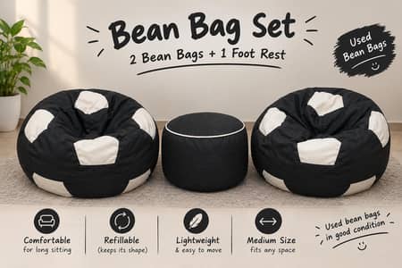 Bean Bags and foot rest. (Set of 3)