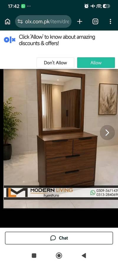 Dressing Table 3 Storage Drawers With Mirror Best Quality
