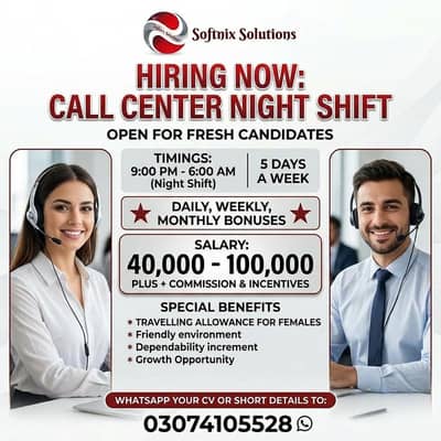 Call Center jobs || Staff Required || Night shift for Fresh Candidates