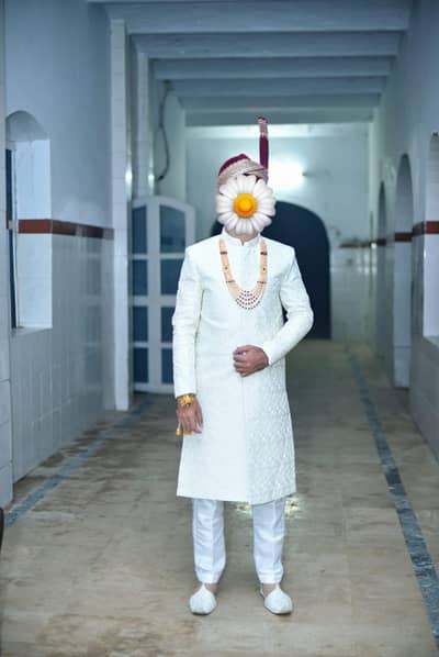 Off White Sherwani with Accessories for Sale