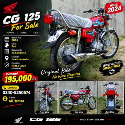 Honda CG 125 2024 Model – Red | For Sale