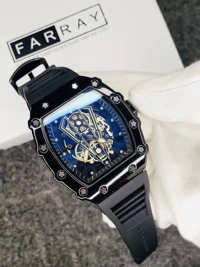 Black Skeleton Chronograph watch for men
