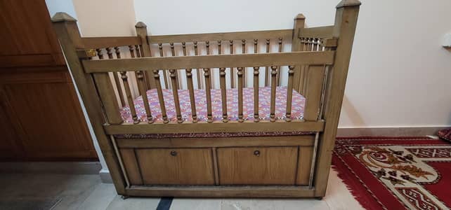 Premium Solid Wood Baby Cot / Crib with Bottom Drawers