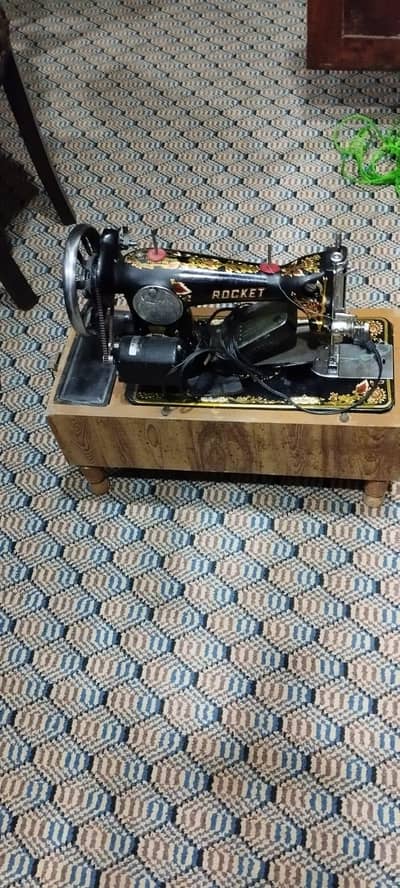 Rocket sewing Machine with Electric Motor and wooden carry Box