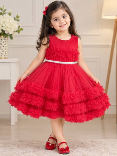 Beautiful Red colour baby frock
